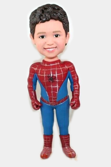 Custom Spider superhero little boy bobblehead - Click Image to Close