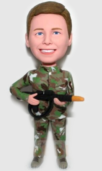 Custom bobbleheads for kid-Airsoft camouflage - Click Image to Close