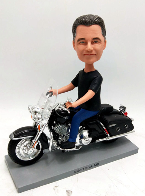 Personalized bobblehead with motorbike - Click Image to Close
