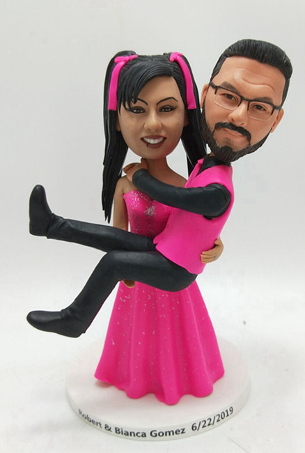 Bride hold groom Personalized wedding cake topper - Click Image to Close