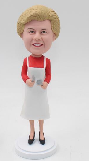 Custom bobblehead chef with apron female cook - Click Image to Close