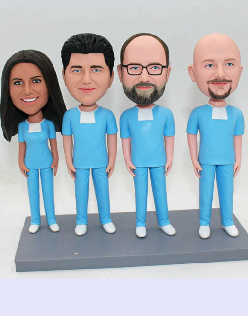 Custom doctor Team bobbleheads for 4 - Click Image to Close