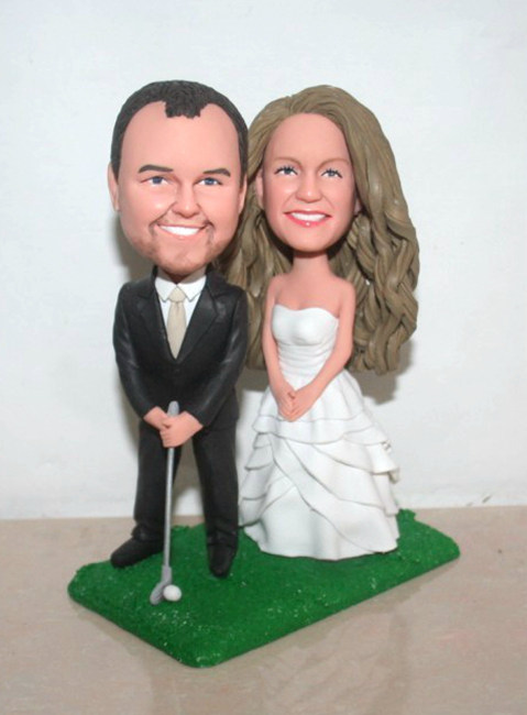 Golf Couple wedding Bobbleheads - Click Image to Close