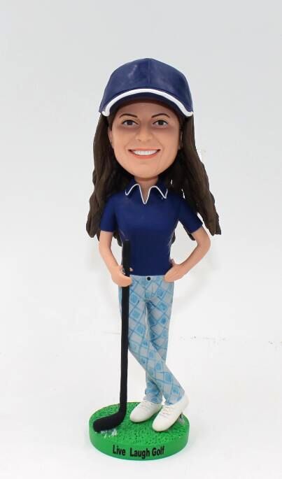 Custom bobbleheads-Playing golf female - Click Image to Close