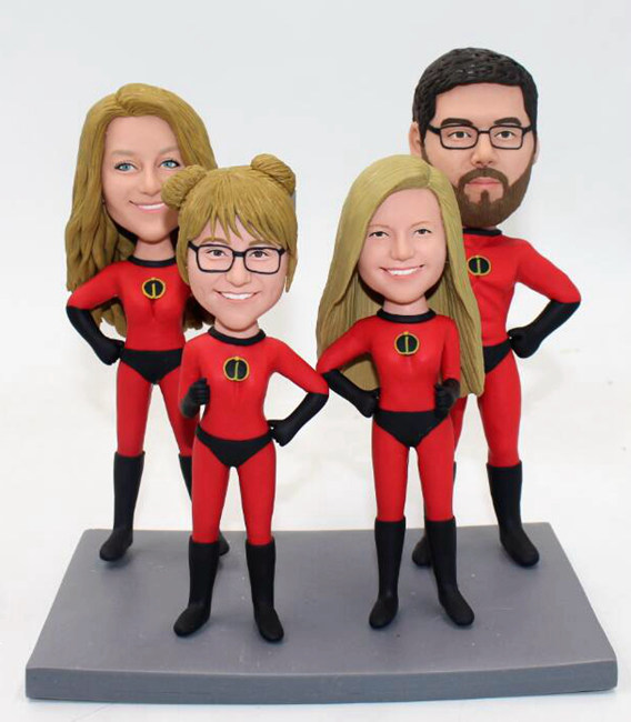 Custom bobbleheads for family- Incredibles- for 4 persons - Click Image to Close