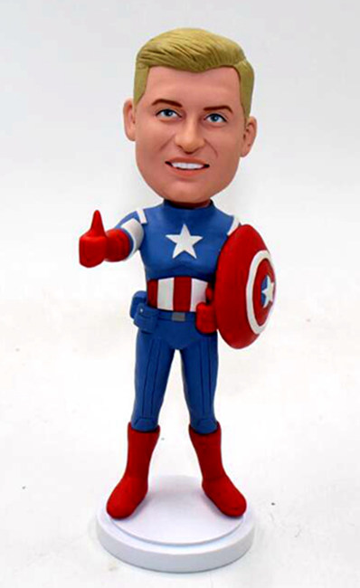 Custom bobbleheads-Captain my face superhero - Click Image to Close