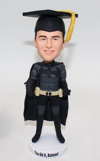 Bat super hero bobblehead with graduation cap - Click Image to Close