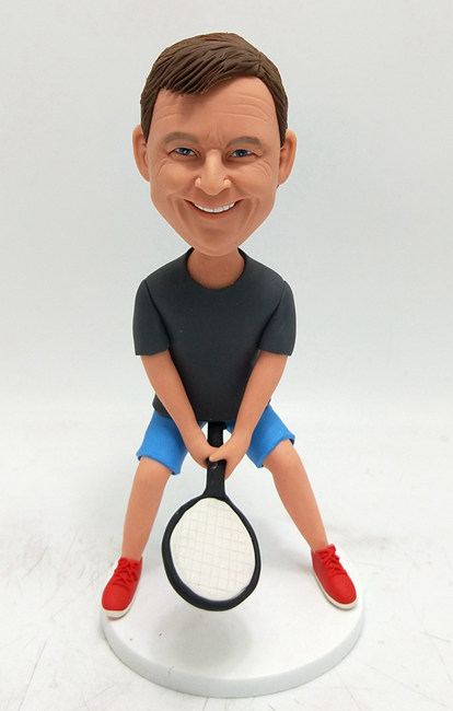 Playing tennis custom bobblehead - Click Image to Close