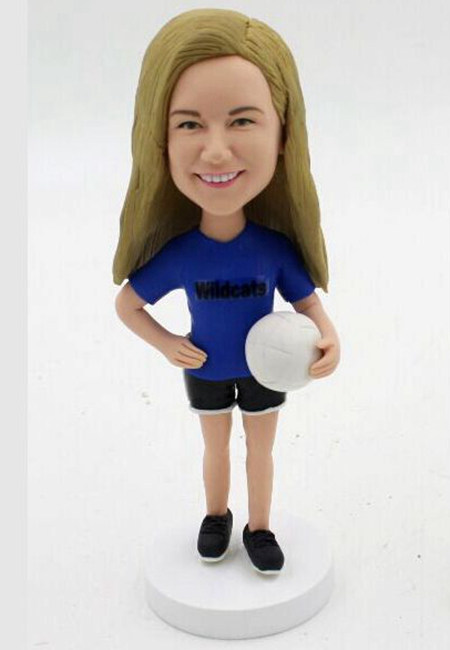 Custom bobblehead playing volleyball - Click Image to Close