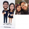 Custom bobbleheads-couple in Denver Bronco jerseys