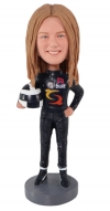 Custom Female Race Car Driver Bobblehead gift for Motorsport Fans