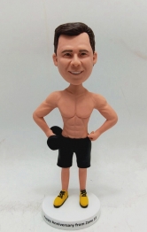 Custom bobblehead-man holding barbell