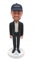 Custom Coach Bobblehead in Business Suit with Cap – Personalized Sports Coach Gift