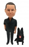 Custom causal man bobblehead with dog