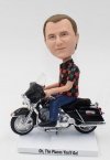 Custom bobbleheads riding on Harley Davidson Motorbike