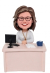 Custom Office Worker Bobblehead at Desk – Personalized Coworker Retirement Gift