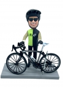 Custom Cyclist Bobblehead with Road Bike, Personalized Handmade Biker Figurine