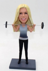 Custom female weightlifting bobblehead