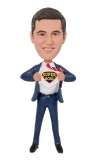 0Custom super CEO bobblehead man with shirt open bobblehead doll