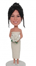 Custom bride bobblehead cake topper for bridal party