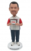 Custom Bobblehead Man Holding Year Sign - Personalized Birthday Gift