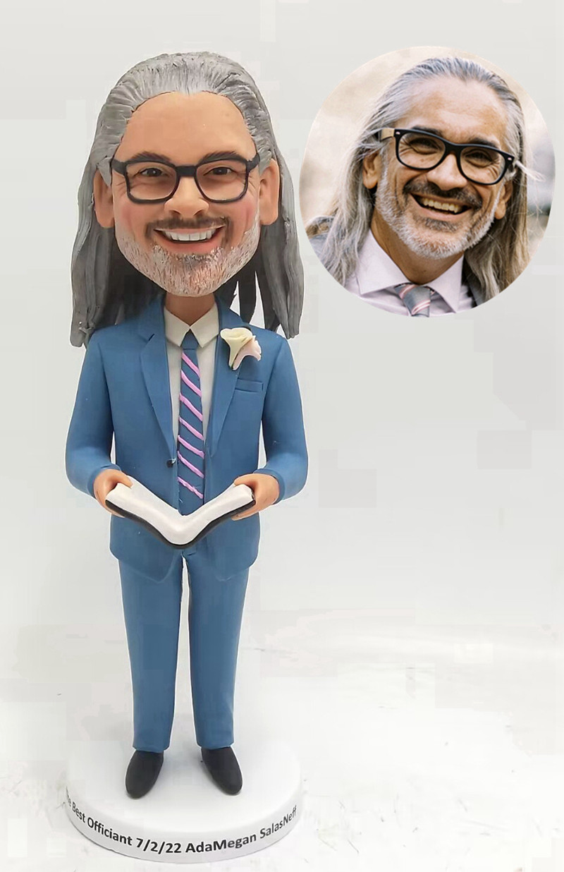 Custom wedding officiant bobblehead doll - Click Image to Close
