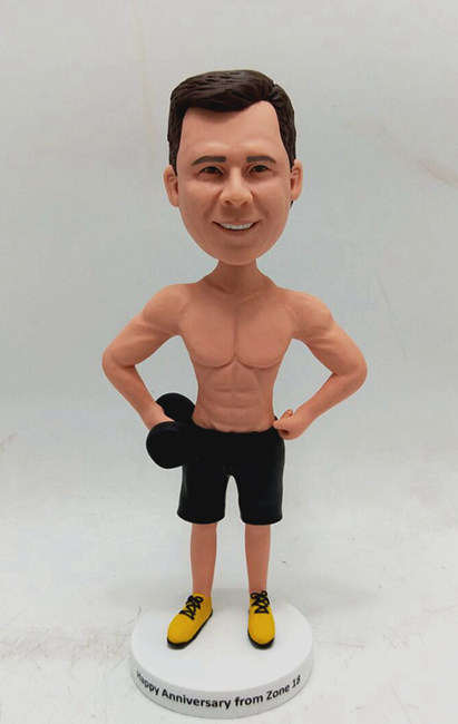 Custom bobblehead-man holding barbell - Click Image to Close