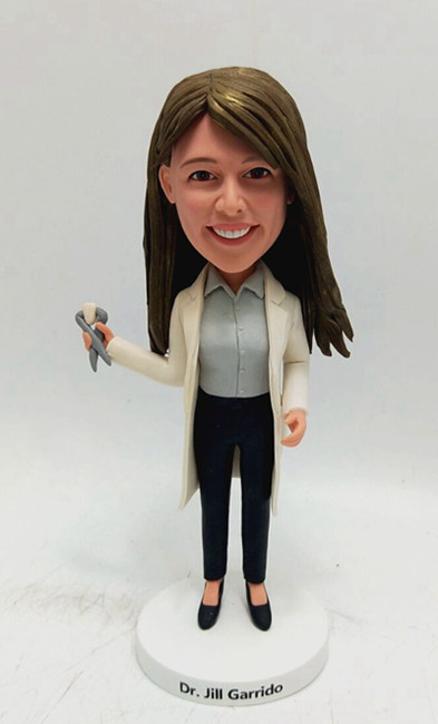 Female dentist custom bobblehead - Click Image to Close