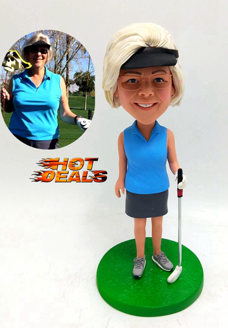 Custom golf bobblehead female golfer - Click Image to Close