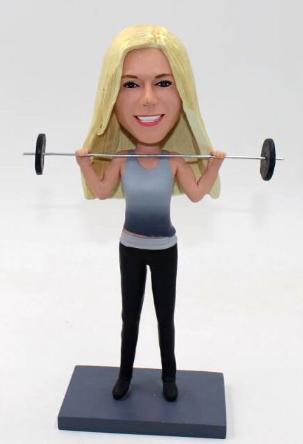 Custom female weightlifting bobblehead - Click Image to Close