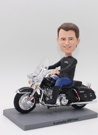 Man riding Harley Davidson Motorbike bobbleheads - Click Image to Close