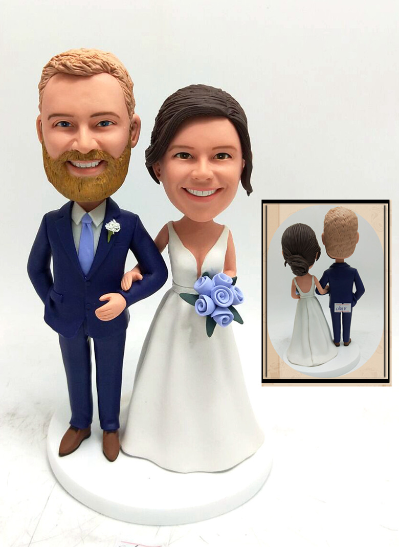 Custom bobblehead wedding cake topper - Click Image to Close